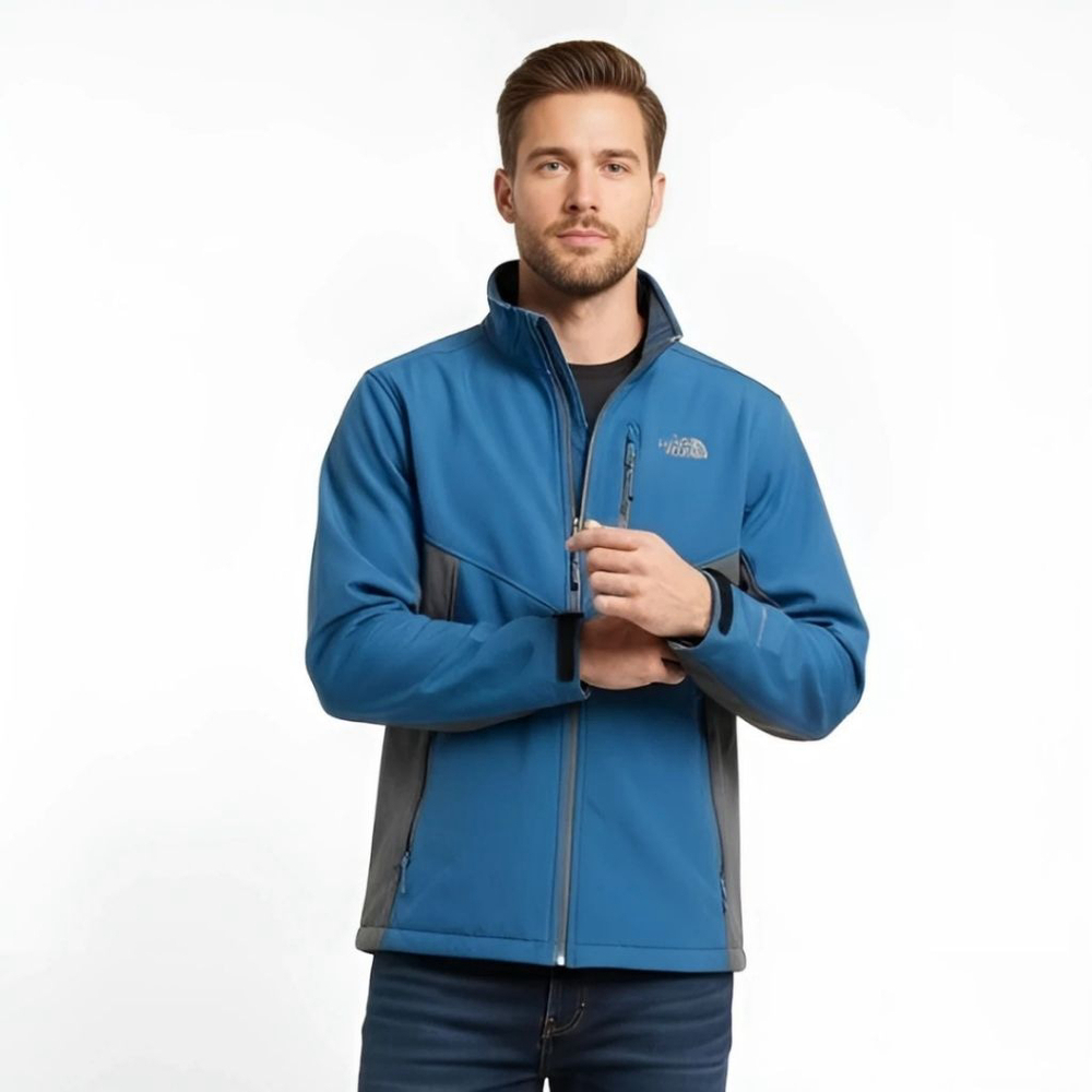 The North Face APEX Chromium Thermal Lined Fleece Blue Gray Jacket - Small